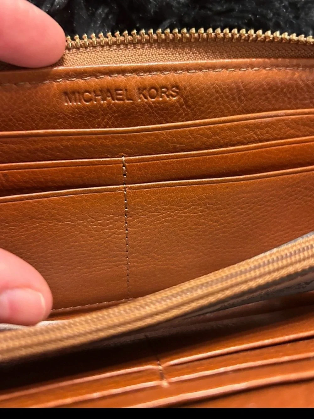 Michael Kors Tan Brown MK Logo Zip-Around Wallet